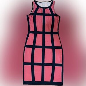 Gorgeous Bright Pink and Dark Blue Grid Dress 8325